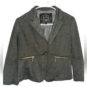 Grey One Button Blazer